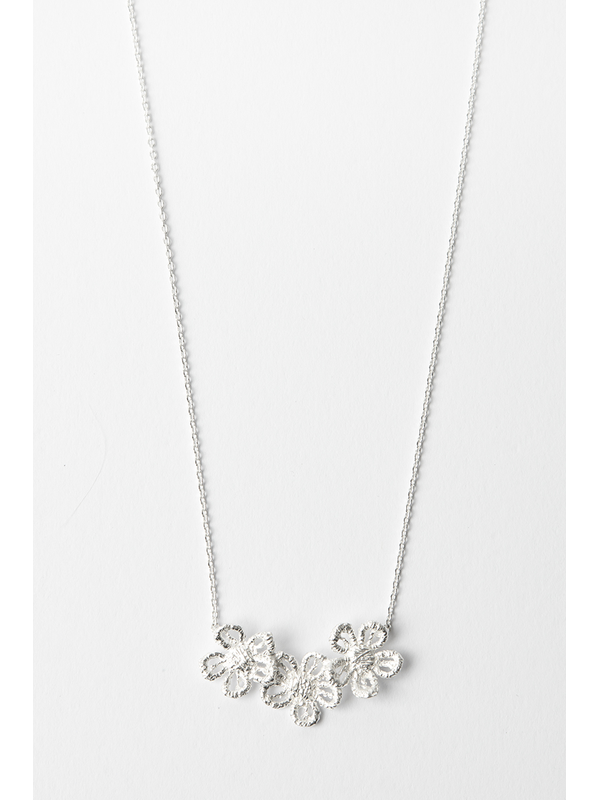 Stella + Gemma 3 Brushed Flowers Necklace