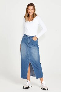 Sass Emerald Denim Maxi Skirt