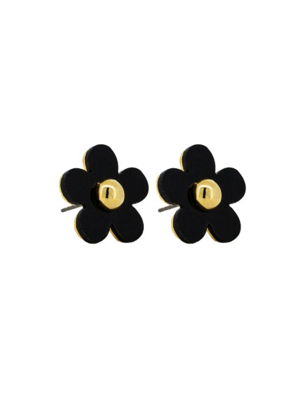 Tiger Tree Large Black Daisy Studs