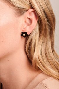 Tiger Tree Large Black Daisy Studs