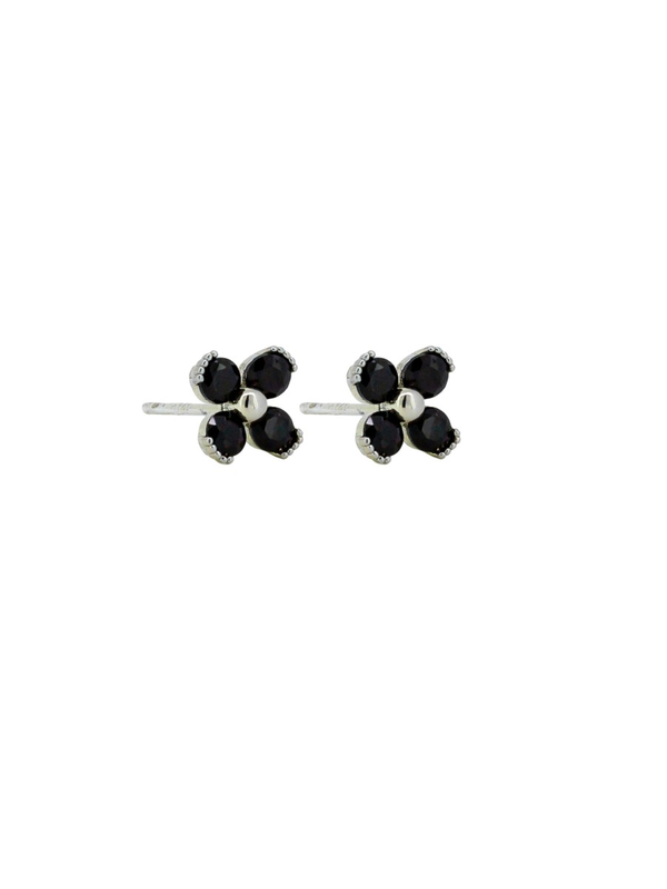 Tiger Tree Black Flower Studs