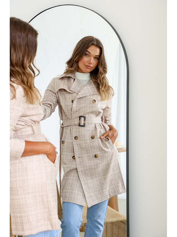 Miracle Check Suede Trench Coat 