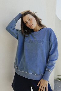 Foxwood Washed Simplified Embroidered Crew