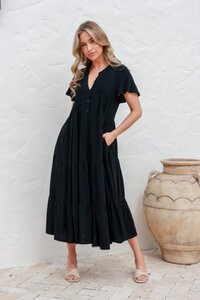 Grace + Co Pintuck Tiered Midi Dress