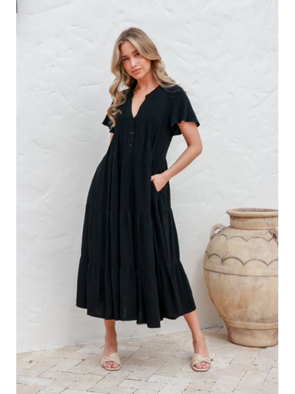 Grace + Co Pintuck Tiered Midi Dress