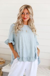 Miracle Button Back Ruffle Top