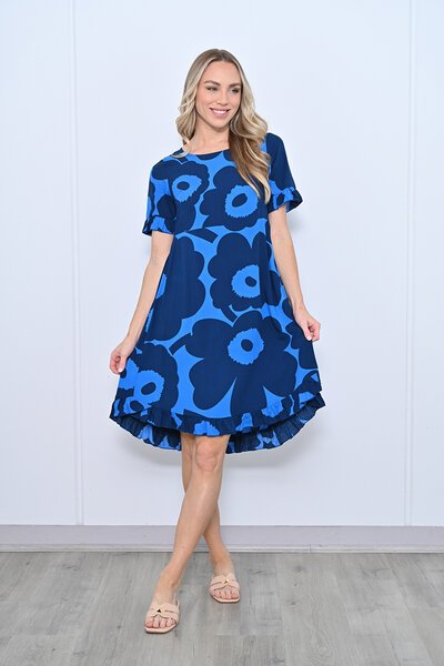 New U Elora Print Ruffle Sleeve Dress-hc-new-Hello Cyril.