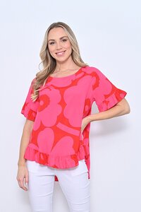 New U Elora Print Ruffle Top