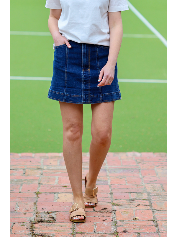 Wakee Indigo Fly Front Skirt