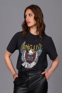 Storm Eagle Print Black Tee