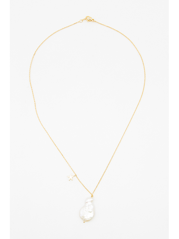 Stella + Gemma Star and Pearl Pendant Necklace