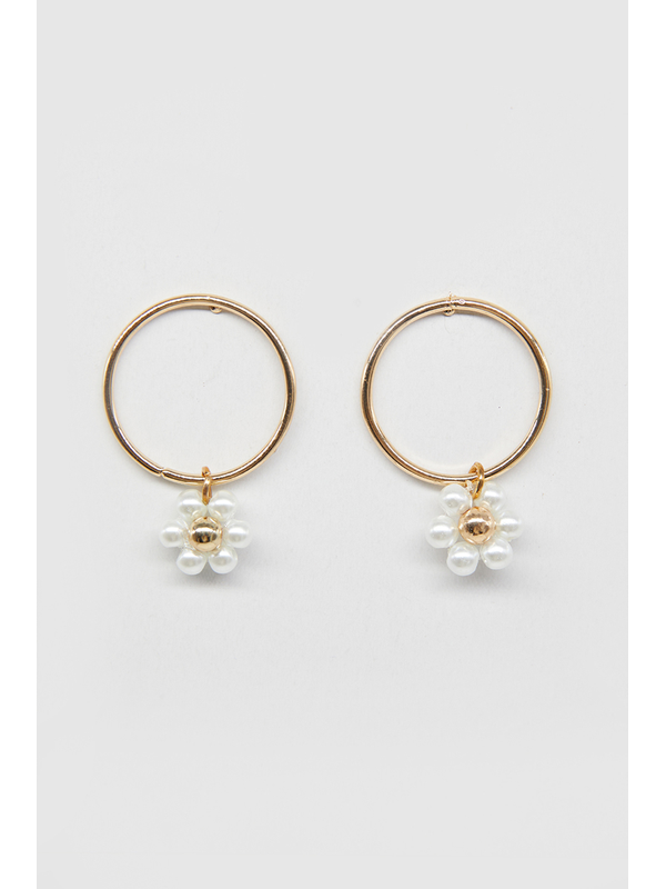 Stella + Gemma Pearl Daisy Hoop Earrings