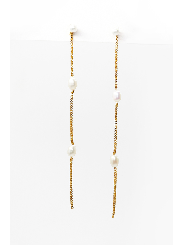 Stella + Gemma Box Chain Pearl Earrings