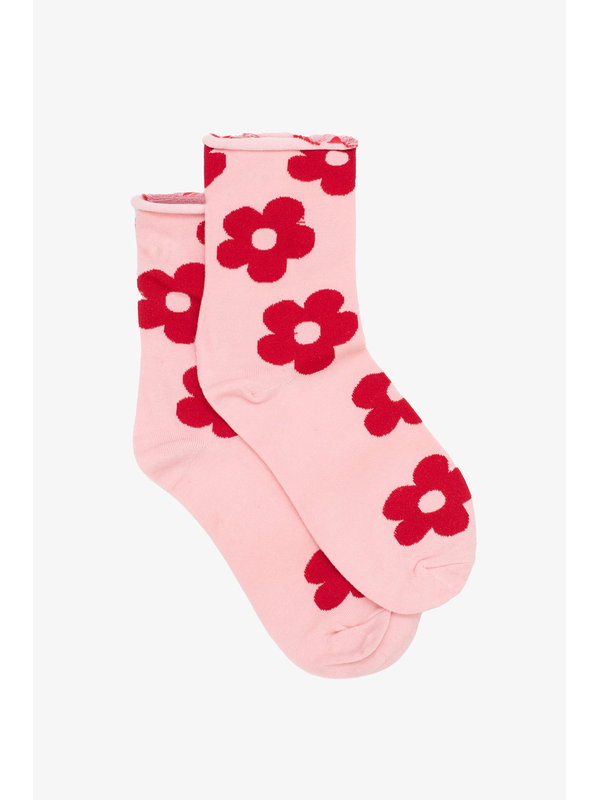 Antler Red Daisies Socks