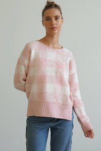 Worthier Nina Wool Blend Check Knit