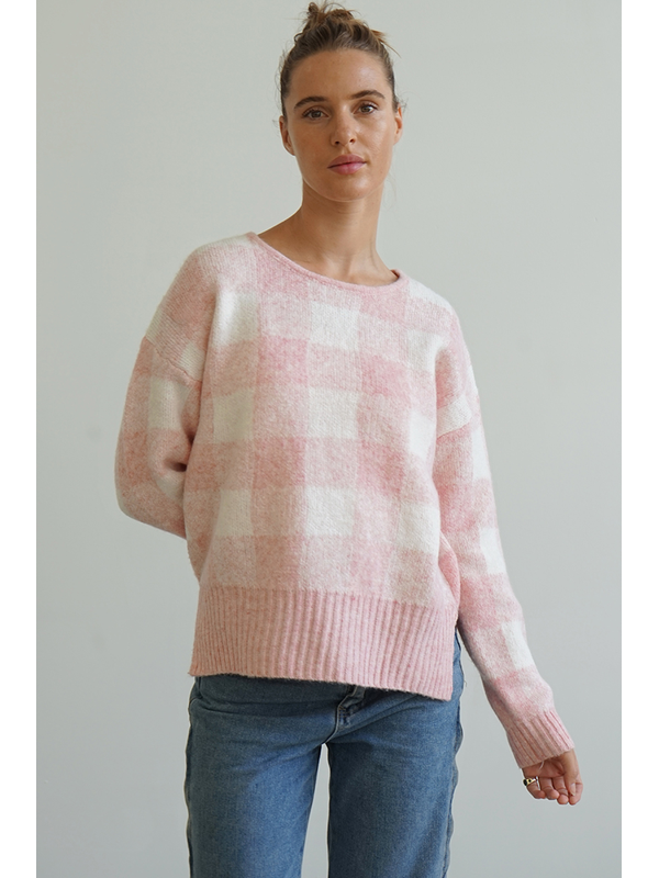 Worthier Nina Wool Blend Check Knit