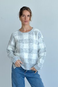 Worthier Nina Wool Blend Check Knit